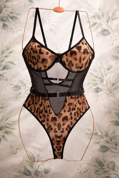 بودي لانجري بنقشة الفهد 🐆Leopard Lace Bodysuit