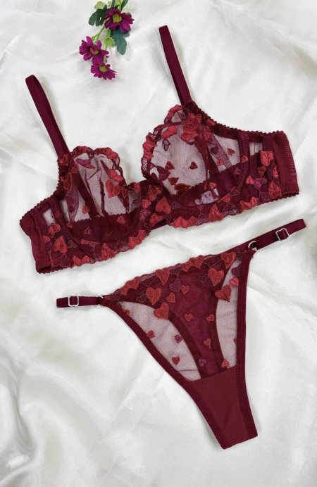 طقم قلوب ♥️ خمري