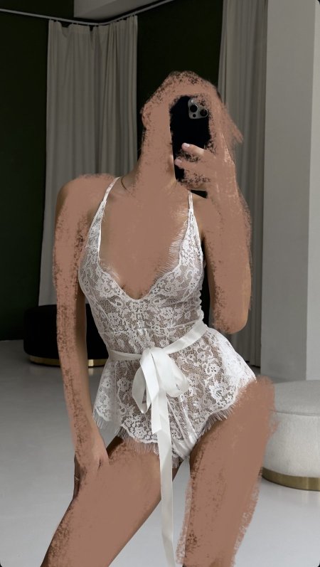 تيدي دانتيل ناعم مع ربطة ساتان